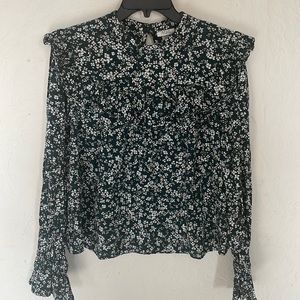 green floral blouse